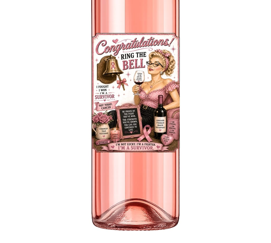 Sassy Vine Congratulations Cancer Survivor Wine Label