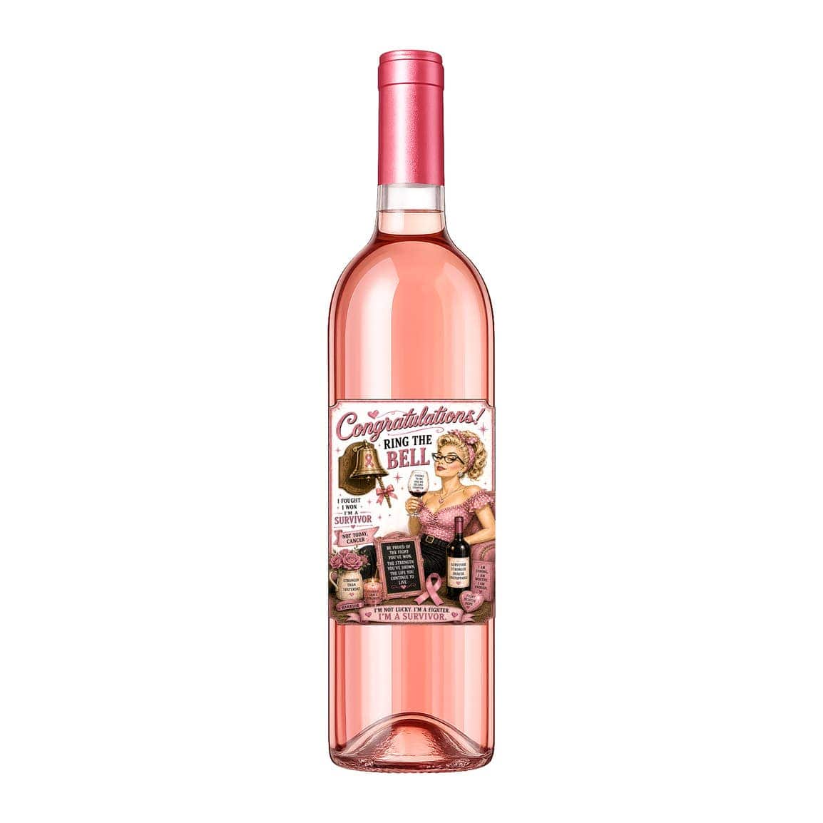 Sassy Vine Congratulations Cancer Survivor Wine Label