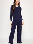 Contrast Trim Lounge Set in Navy/Cream
