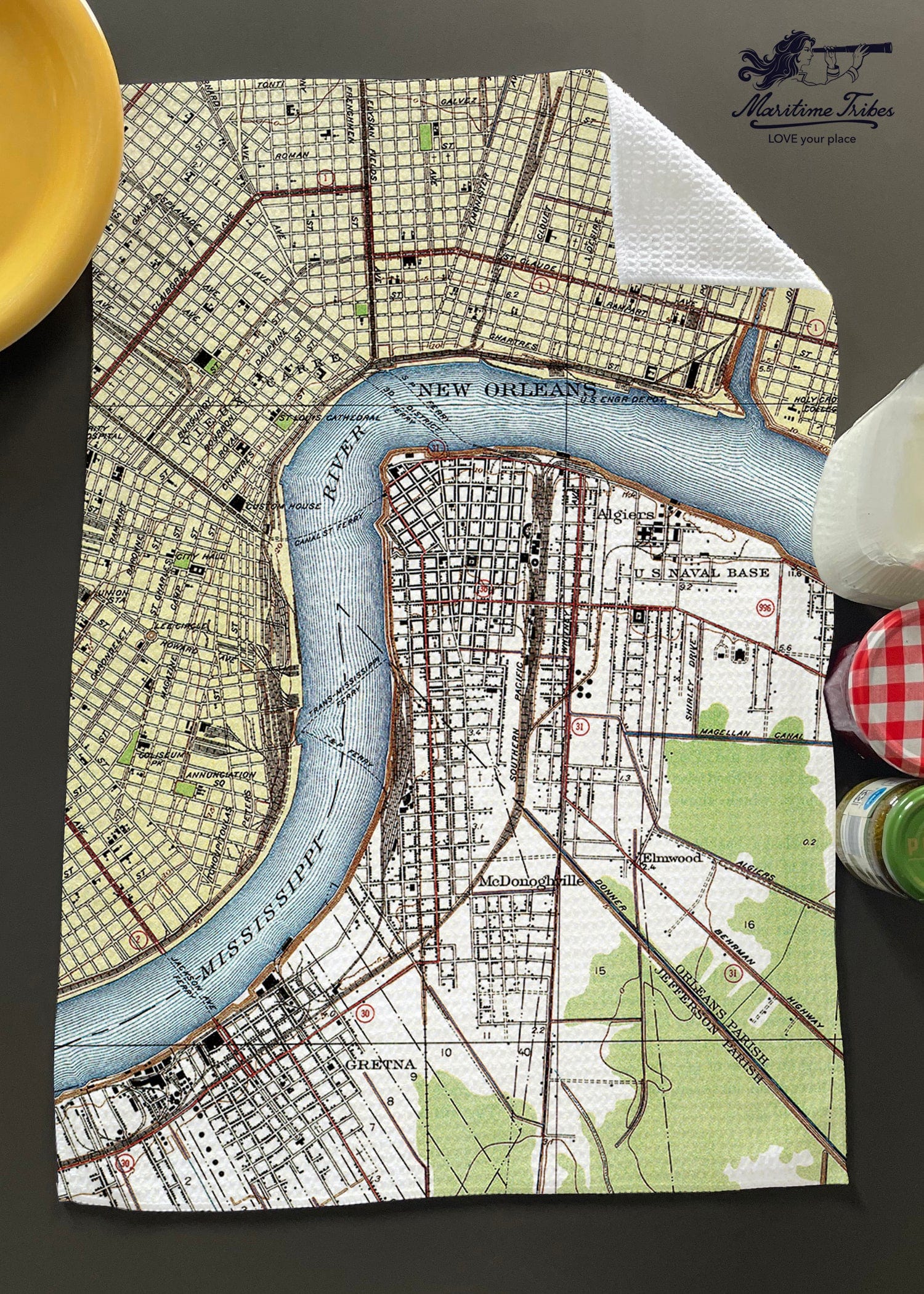 Maritime Tribes Maritime Tribes New Orleans Map Dishtowel - Little Miss Muffin Children & Home