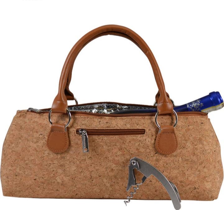 Cork Insulated Single Bottle Wine Clutch