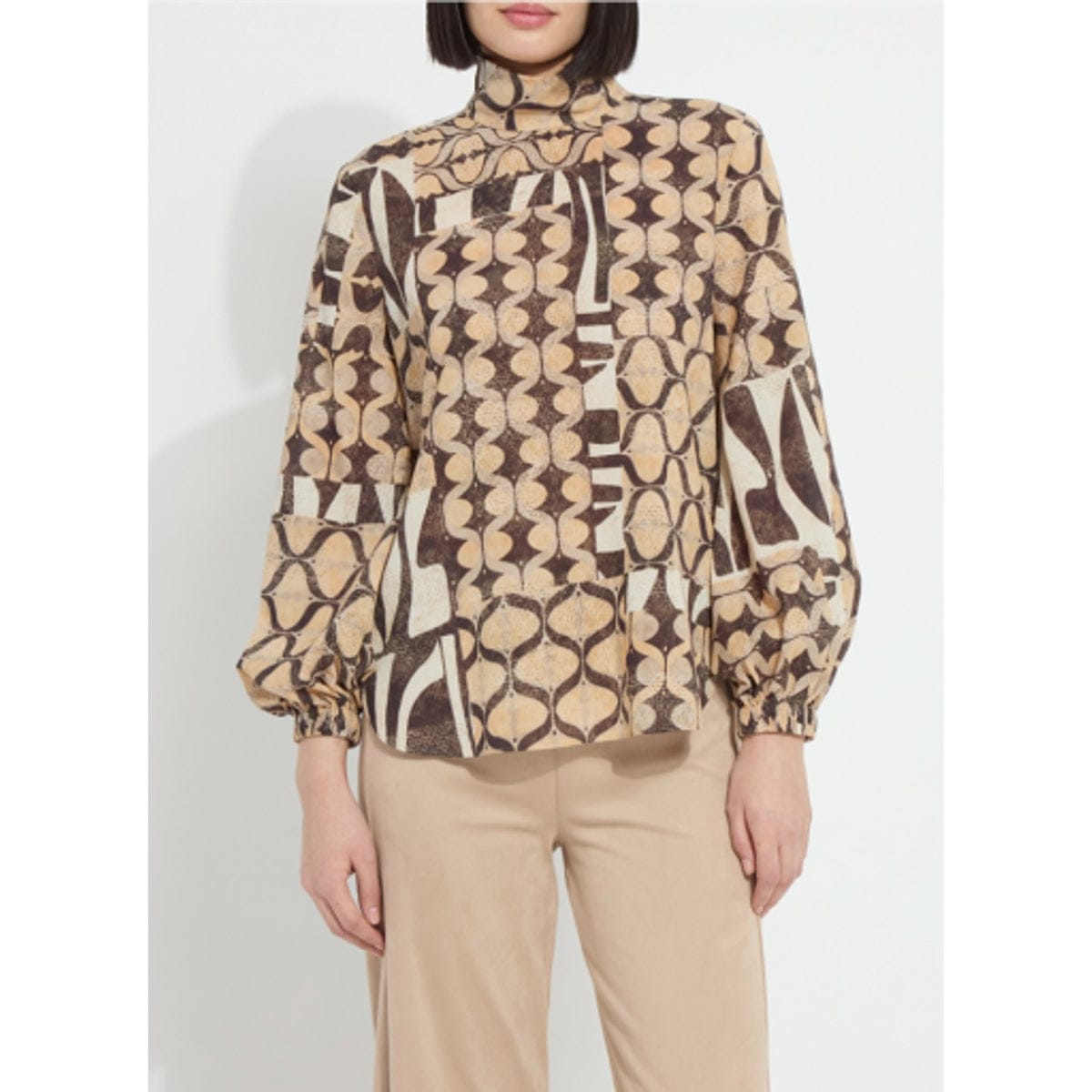Cosima Elastic Cuff Shirt in Art Deco Mosaic
