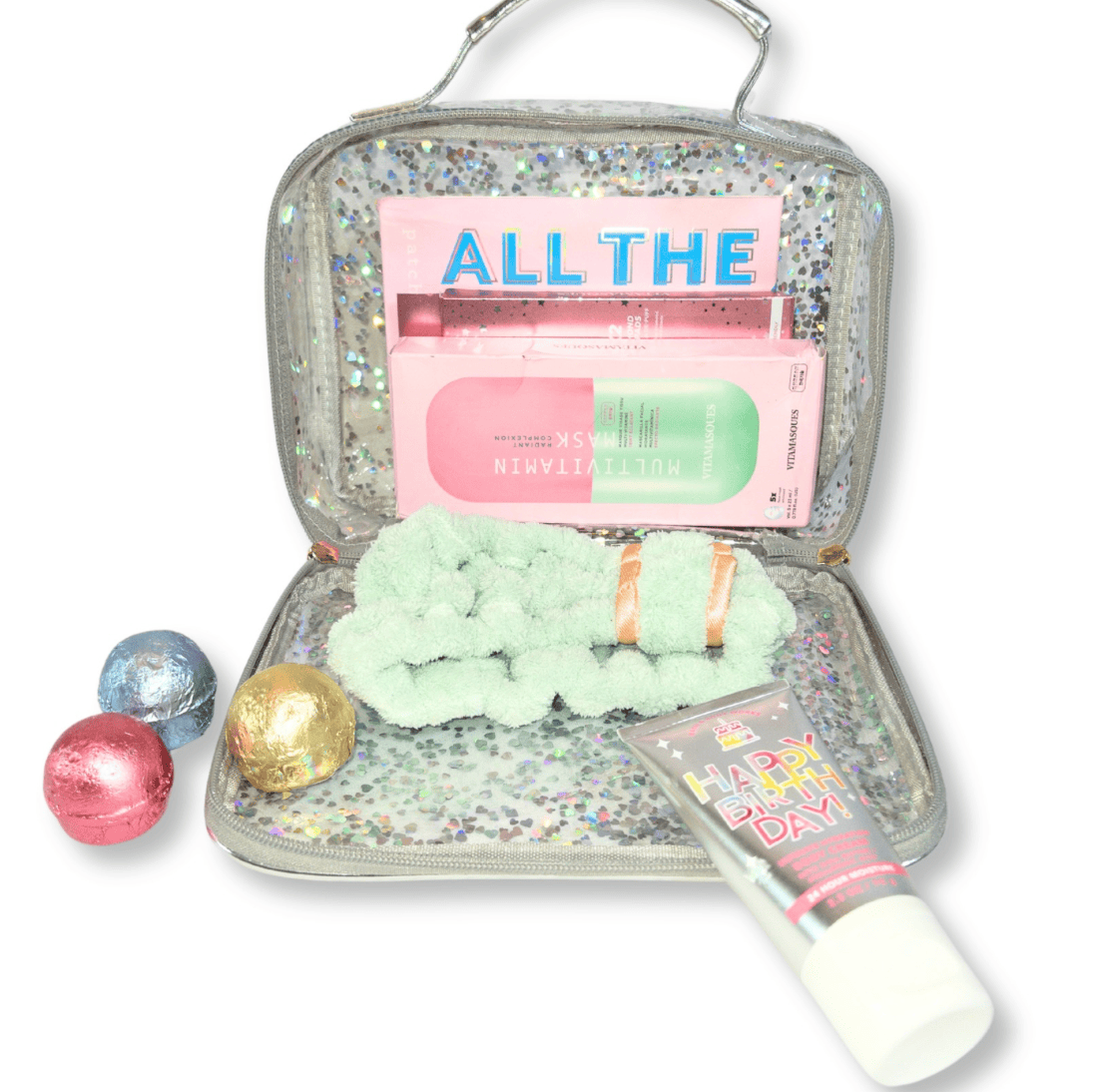 Clear Glitter Cosmetic Bags, 3 Sizes Available