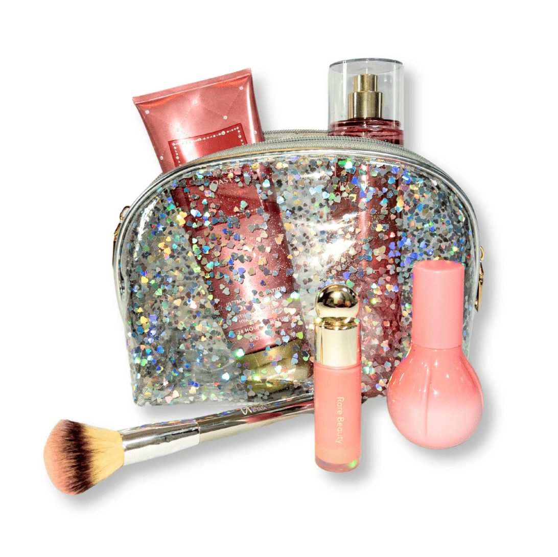 Clear Glitter Cosmetic Bags, 3 Sizes Available