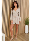 Cotton Gauze Drawstring Shorts in Taupe