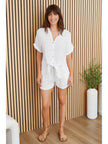 Cotton Gauze Drawstring Shorts in White