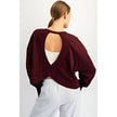 Cotton Slub Open Back Oversized Top in Cherry