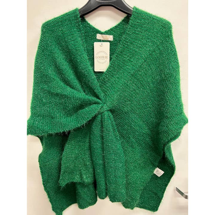 Cozy Italian Knit Loop Poncho in Green