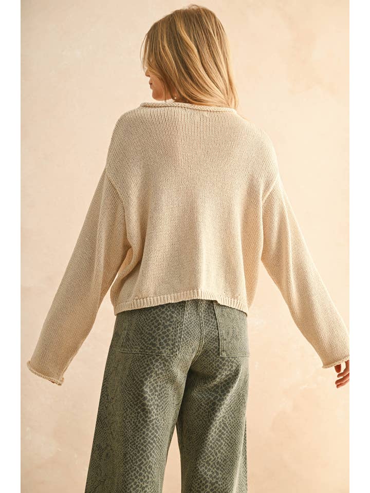 Cream Light Weight Button Front Cardigan