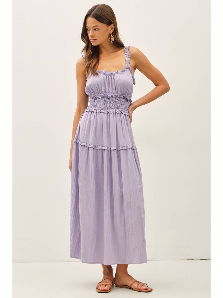 Crispy Cotton Ruffleed Babydoll Dress Iris / L