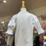 Lulu Bebe Lulu Bebe Lyn White Short Sleeve Ruffle Collar Tie Back Shirt - Little Miss Muffin Children & Home