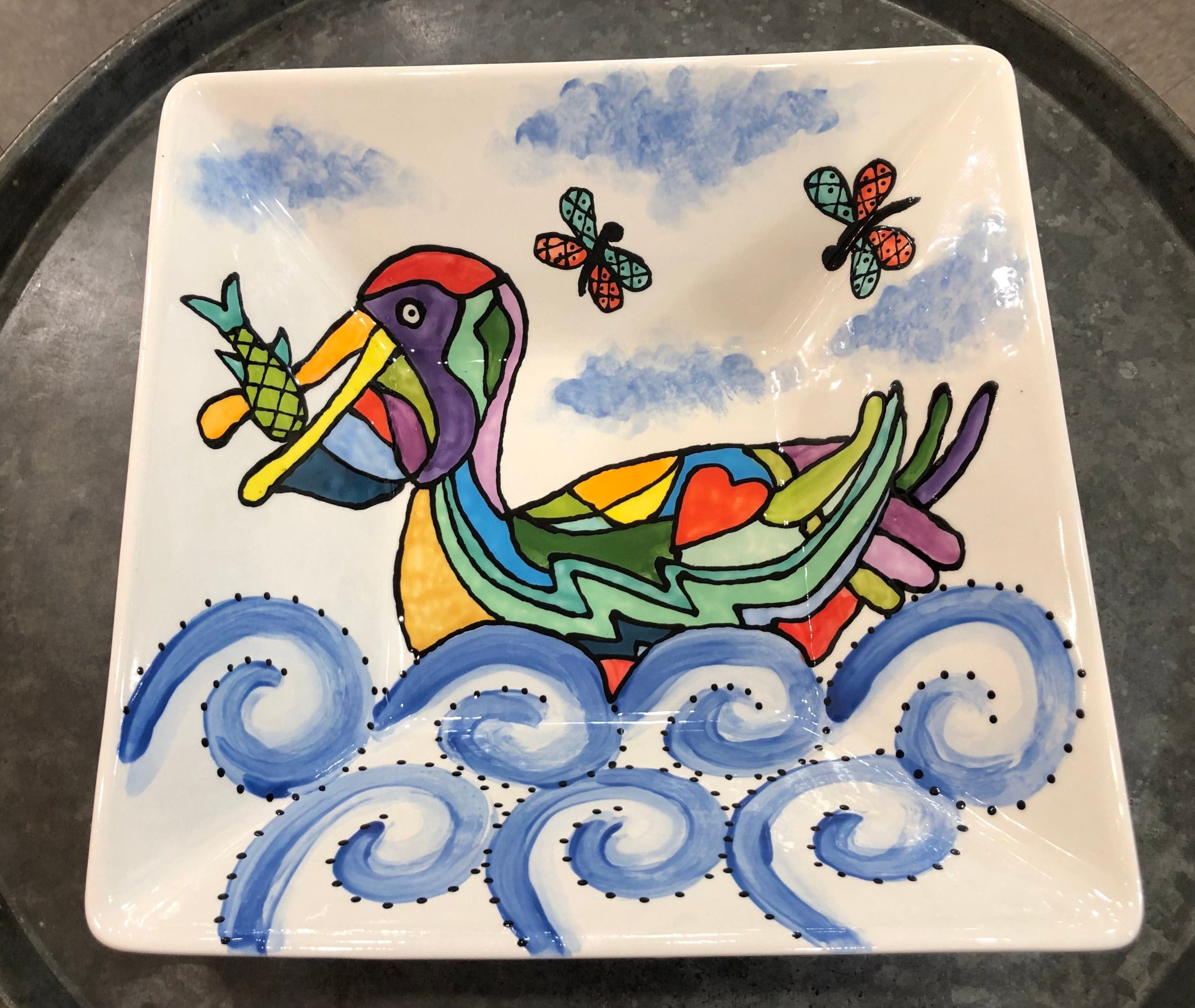 Jan Salzer Art Pelican Large Square Bowl - Little Miss Muffin Children & Home