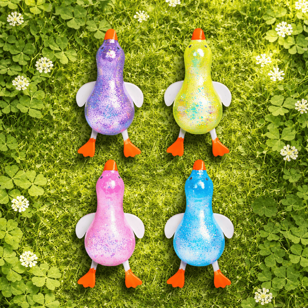 Cartoon Sequin Duck Squishy Toy Slow Rising Stress Relief Squeeze Toy