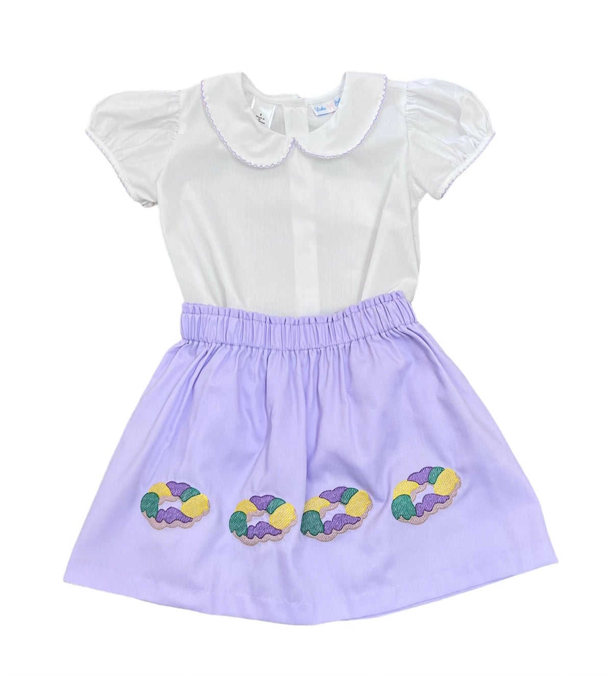 Lulu Bebe Lulu Bebe King Cake Embroidered Olivia Skirt Set - Little Miss Muffin Children & Home