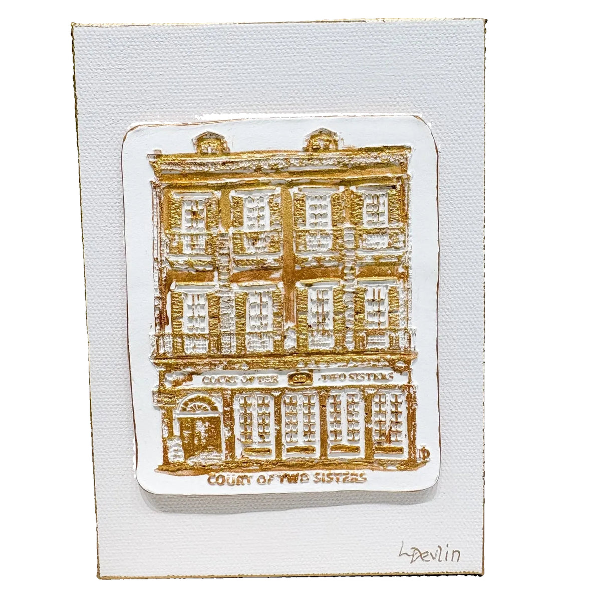 Court of Two Sisters – Original Clay Art on Canvas by Lisa Devlin