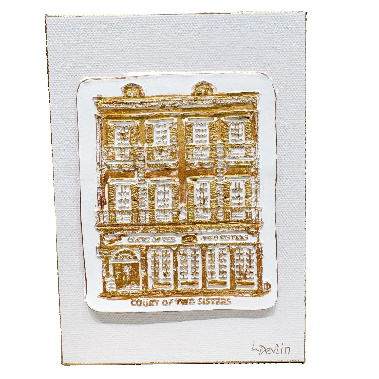 Court of Two Sisters – Original Clay Art on Canvas by Lisa Devlin