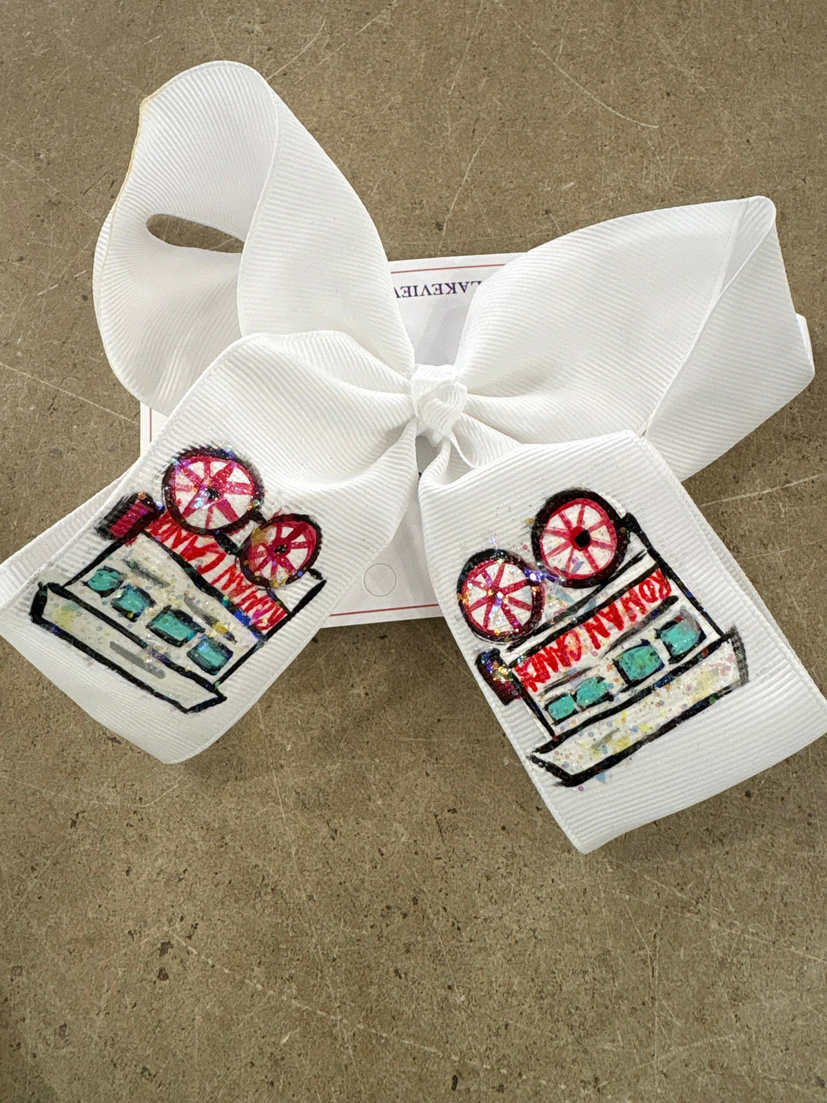 Roman Candy Hand Painted Bow Double Glitter