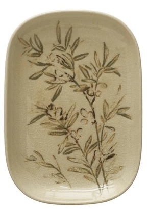 Debossed Stoneware Dish, 4 Styles (Each One Will Vary)