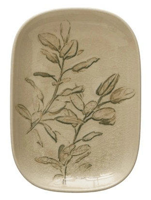 Debossed Stoneware Dish, 4 Styles (Each One Will Vary)