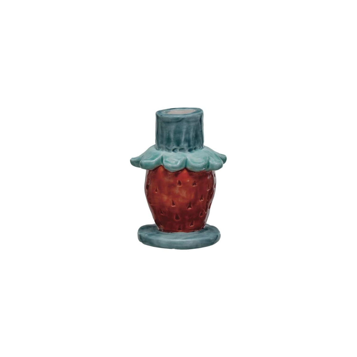 Creative Co-op Hand-Painted Stoneware Strawberry Taper Holder (Each One Will Vary) - Little Miss Muffin Children & Home