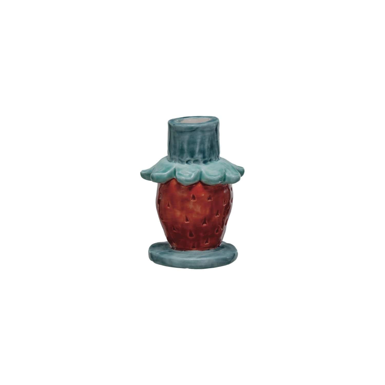 Creative Co-op Hand-Painted Stoneware Strawberry Taper Holder (Each One Will Vary) - Little Miss Muffin Children & Home