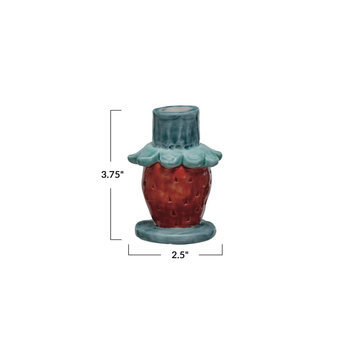 Creative Co-op Hand-Painted Stoneware Strawberry Taper Holder (Each One Will Vary) - Little Miss Muffin Children & Home