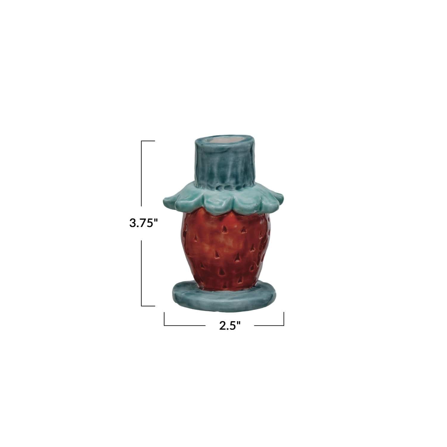 Creative Co-op Hand-Painted Stoneware Strawberry Taper Holder (Each One Will Vary) - Little Miss Muffin Children & Home