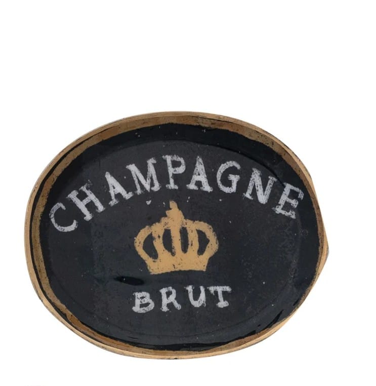 Enameled Metal Tray with Gold Edge, 3 Available Styles