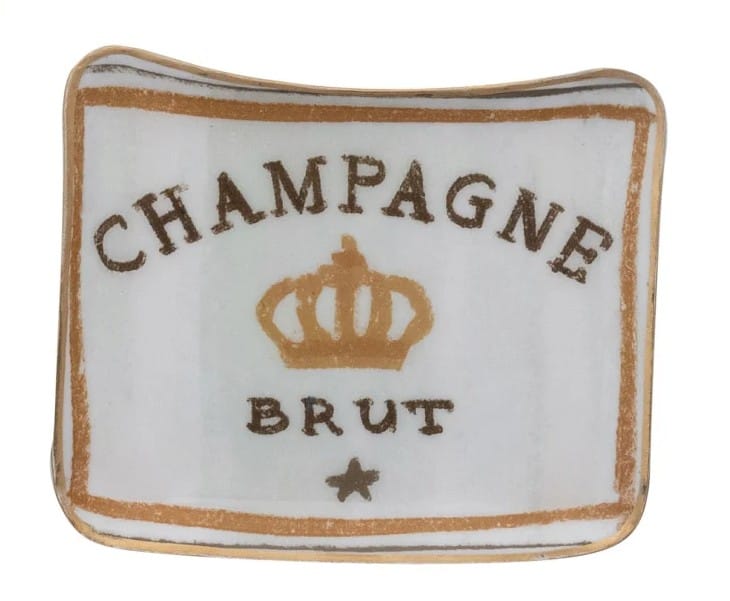 Enameled Metal Tray with Gold Edge, 3 Available Styles