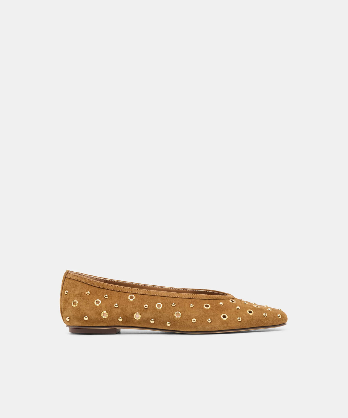 Dolce Vita Caret Stud Flat in Light Brown Suede