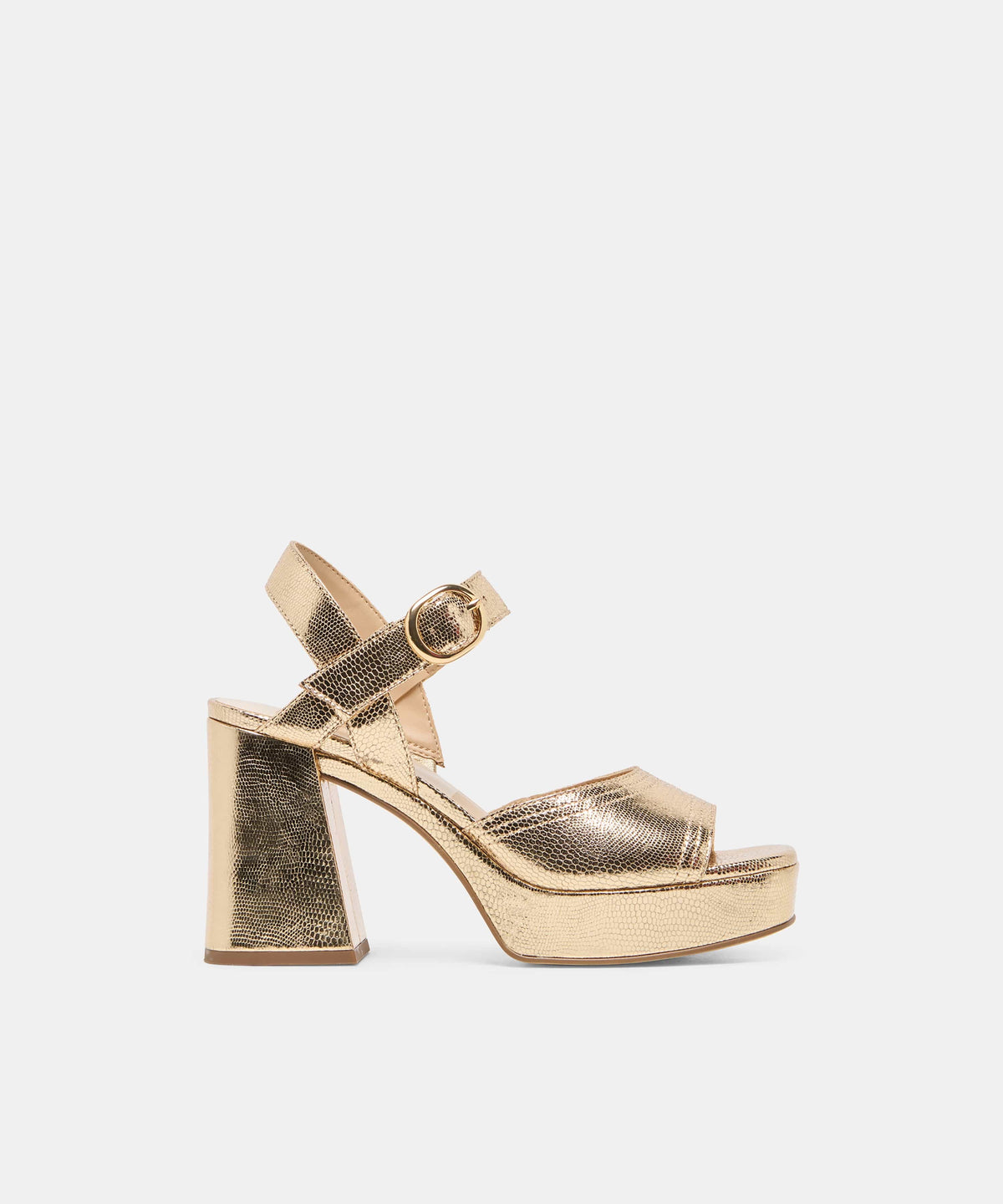 Dolce Vita Fatima Gold Embossed Leather Platform Heel