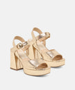 Dolce Vita Fatima Gold Embossed Leather Platform Heel