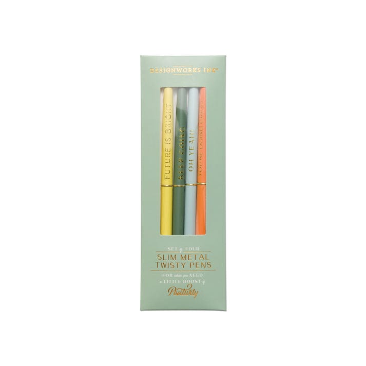 DesignWorks Ink Green Twisty Slim Pen Set of 4, Positivity Set - Little Miss Muffin Children & Home