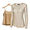 Diamond Mesh Long Sleeve Top with Matching Camisole in Mocha