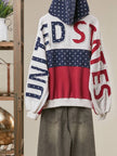 Distressed United States Patchwork Oversized Hoodie