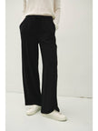 Drawstring Wide Leg Linen Pants in Black