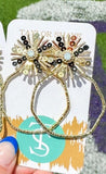 Taylor Shaye Designs Taylor Shaye Designs Gameday Sequin Sunburst Hoops Round Black and Gold - Little Miss Muffin Children & Home