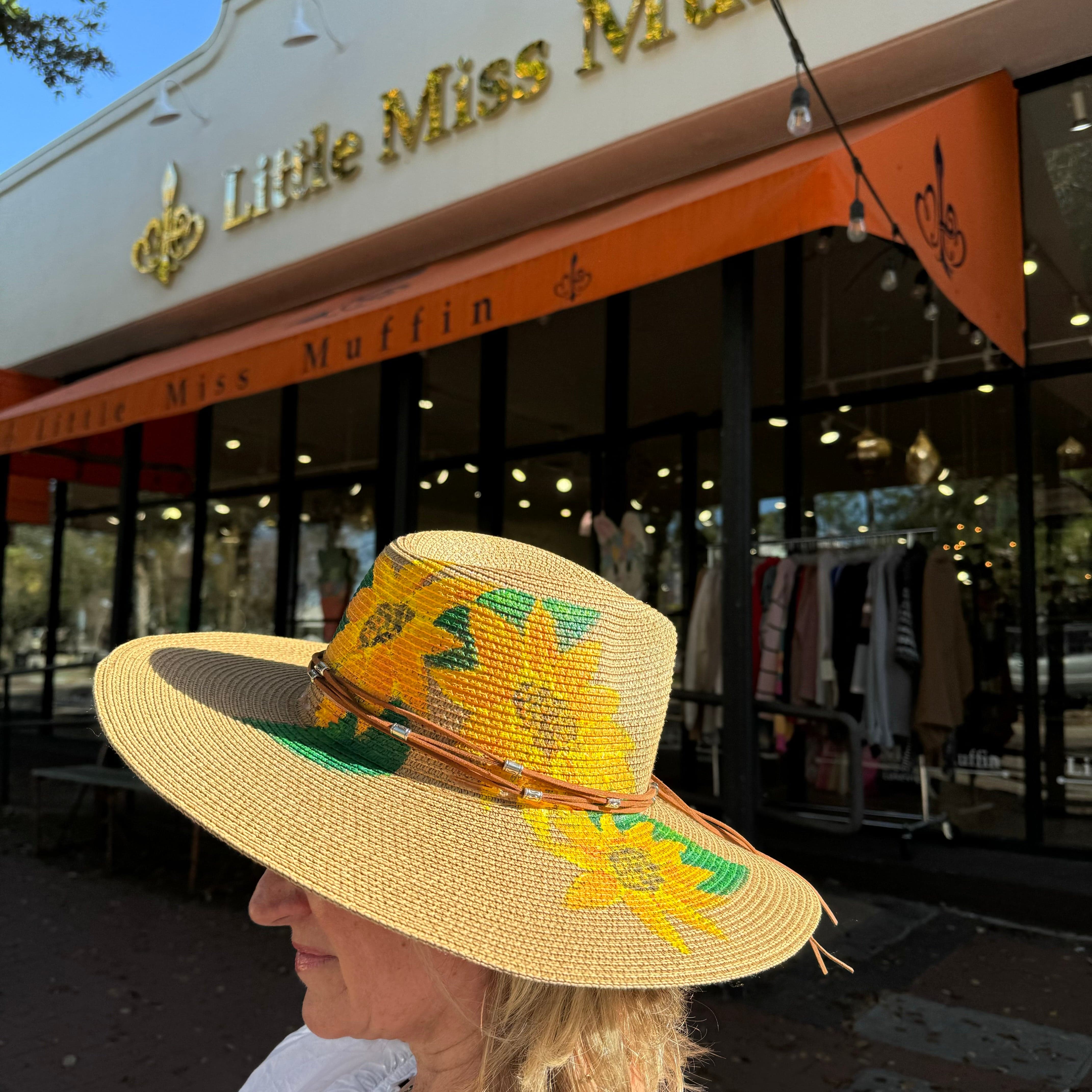 Little Miss Muffin Exclusive Michelle's Art Box Hand-Painted Sunflower Floppy Hat - Little Miss Muffin Children & Home