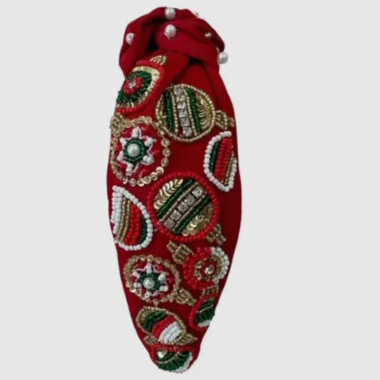 Golden Lily Christmas Red Ornament Knot Headband - Little Miss Muffin Children & Home