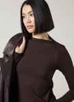 Electra Crossed Boat-Neck Top in Double Espresso