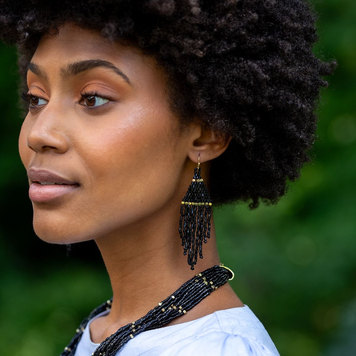 Anju Jewelry Seed-Bead Tapered Fringe Earrings – Lush Onyx - Little Miss Muffin Children & Home