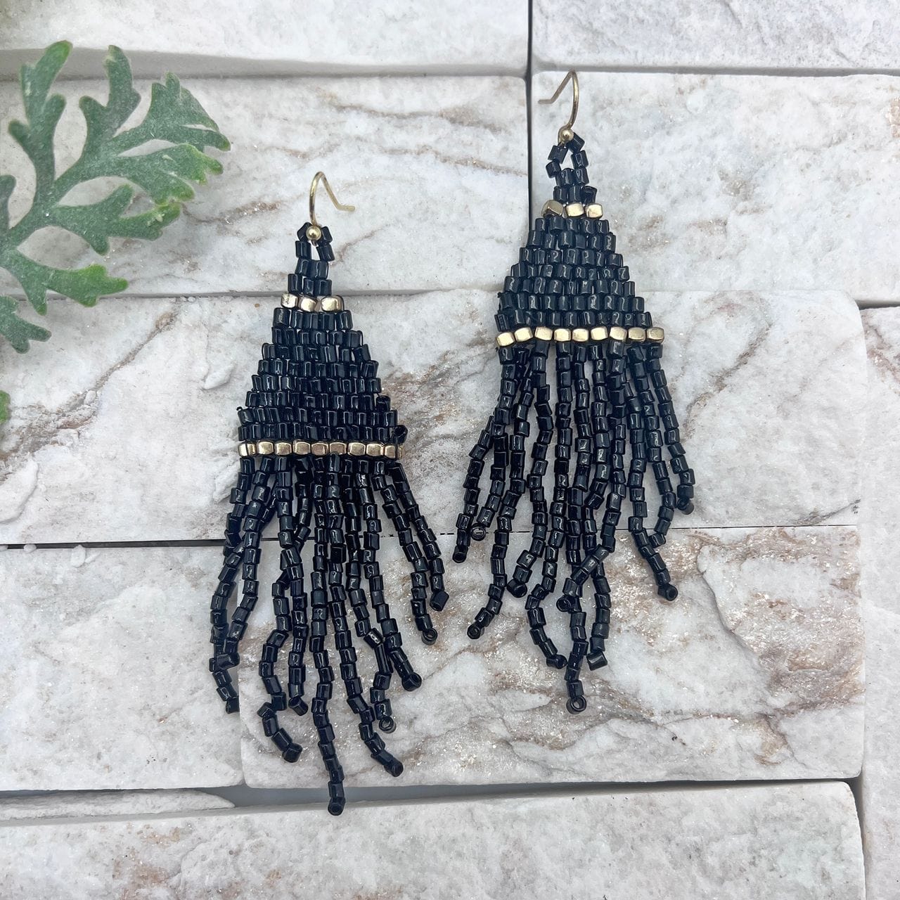 Anju Jewelry Seed-Bead Tapered Fringe Earrings – Lush Onyx - Little Miss Muffin Children & Home