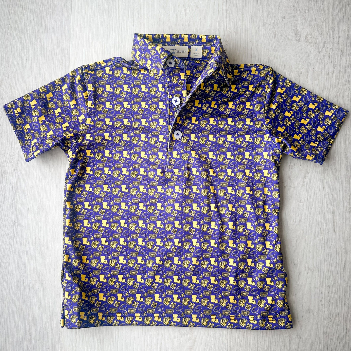 Fighting Tiger Gold All-Over Print on Purple Youth Albatross Polo