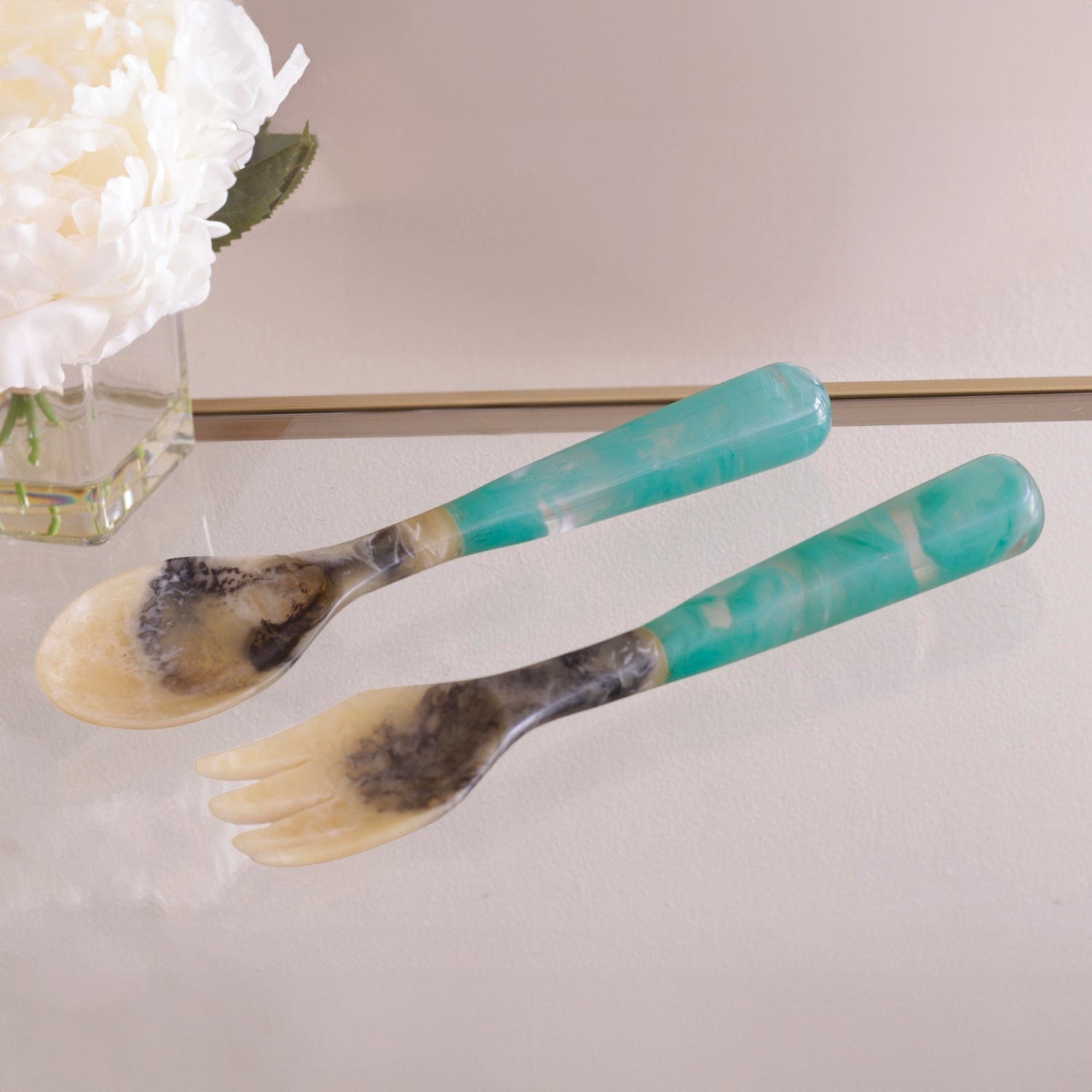 Beatriz Ball Beatriz Ball Vida Resin Salad Servers, Teal - Little Miss Muffin Children & Home