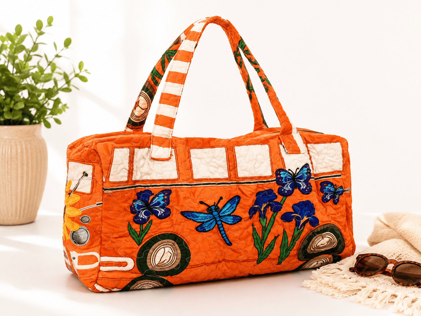 Dragonfly Hippie Bus 3D Print Duffle Bag