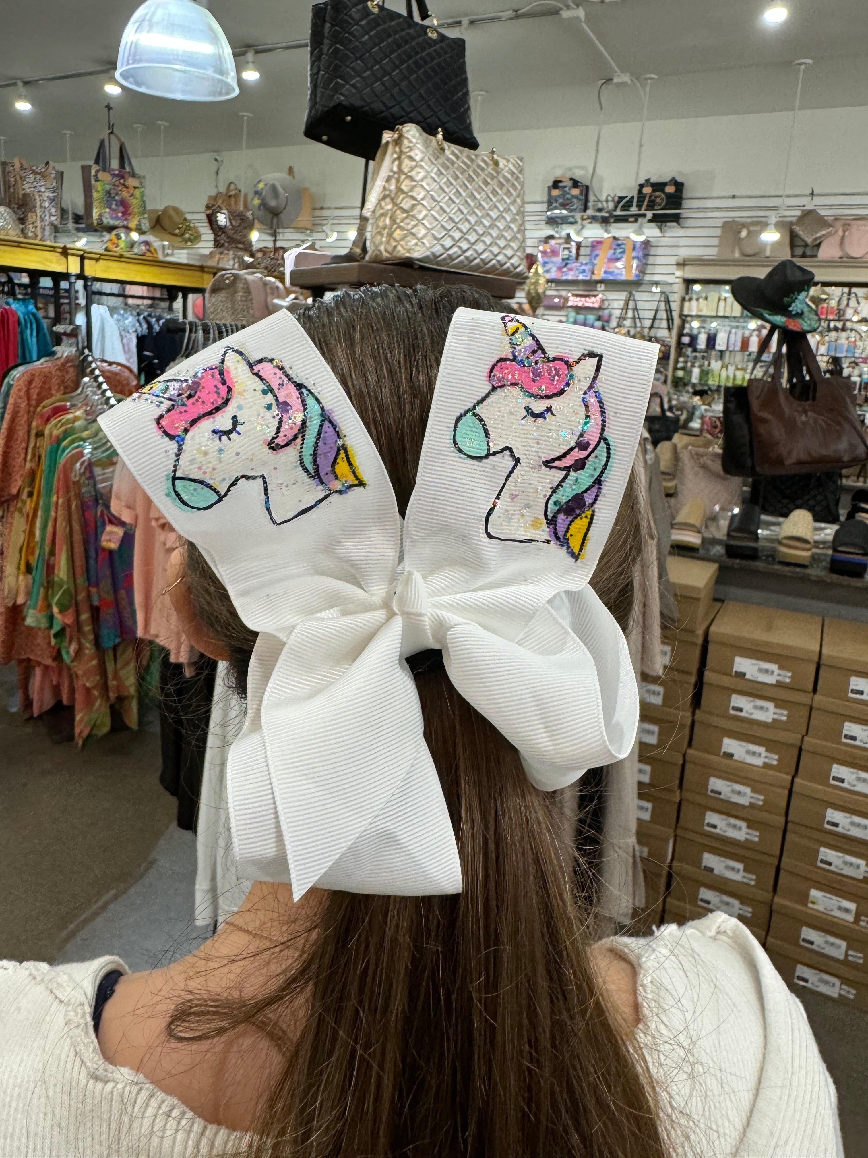 Heidi Davis Heidi Davis Unicorn Hand Painted Bow Double Glitter - Little Miss Muffin Children & Home