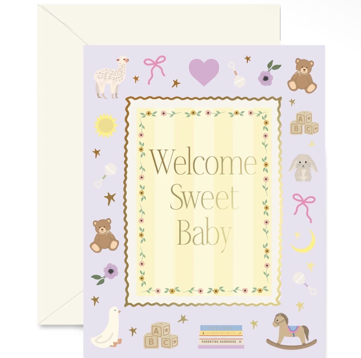 Lilac Welcome Sweet Baby Frame Greeting Card