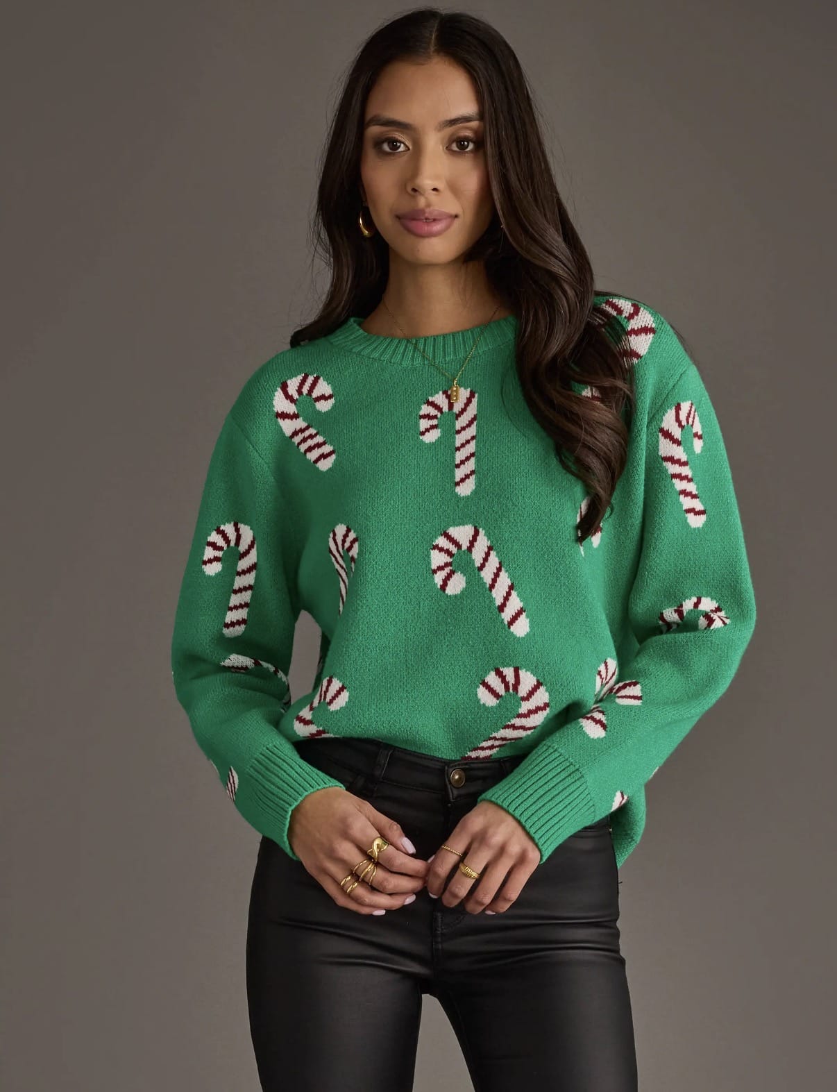 Green Candy Cane Sweater