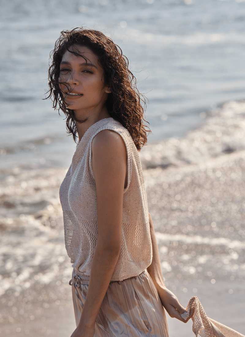 Lysse Bria Sequined V-Neck Shell in Chablis Sequins - Little Miss Muffin Children & Home