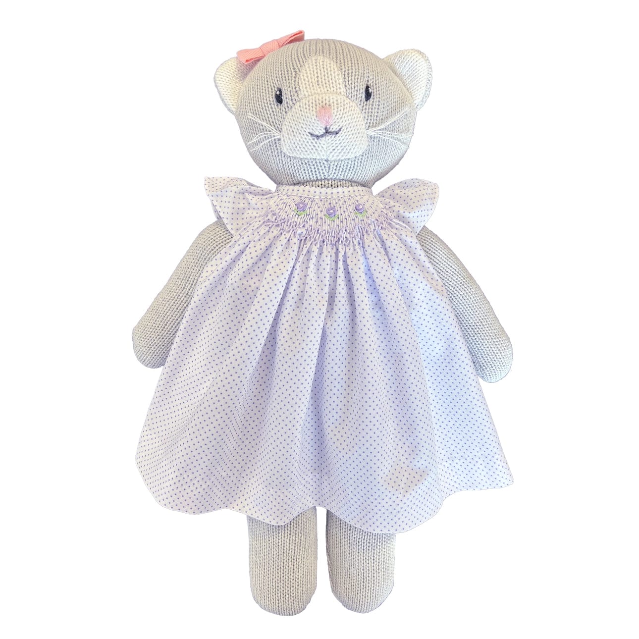 Petit Ami & Zubels Petit Ami & Zubels Knit Cat Doll with Lavender Dot Dress - Little Miss Muffin Children & Home